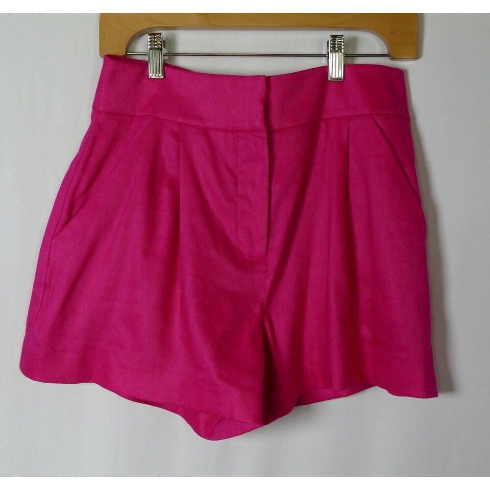 Veronica Beard Velia Shorts Fuchsia Pink Linen Blend High Rise Size 4